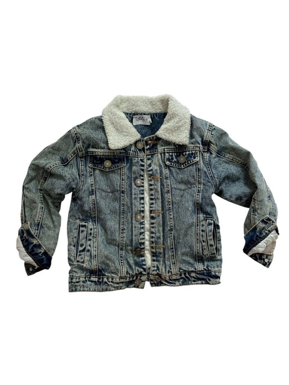 Lola + The Boys Snake Sherpa Denim Jacket — Size 6